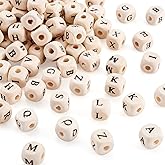 100PCS Cube Wood Beads with Letter Alphabet for Jewelry Making Accessories Findings 10x10mm
