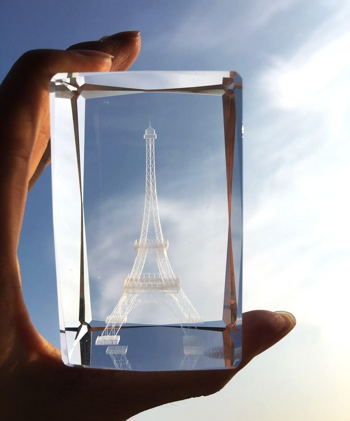 3D Eiffel Tower Paperweight(Laser Etched) in Crystal Glass