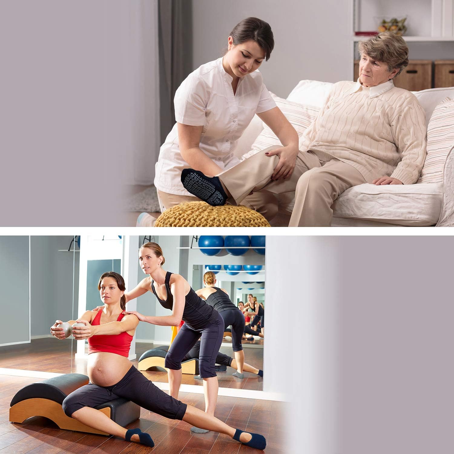 Non Slip Grip Yoga Socks for Women with Cushion for Pilates, Barre, Dance : Clothing