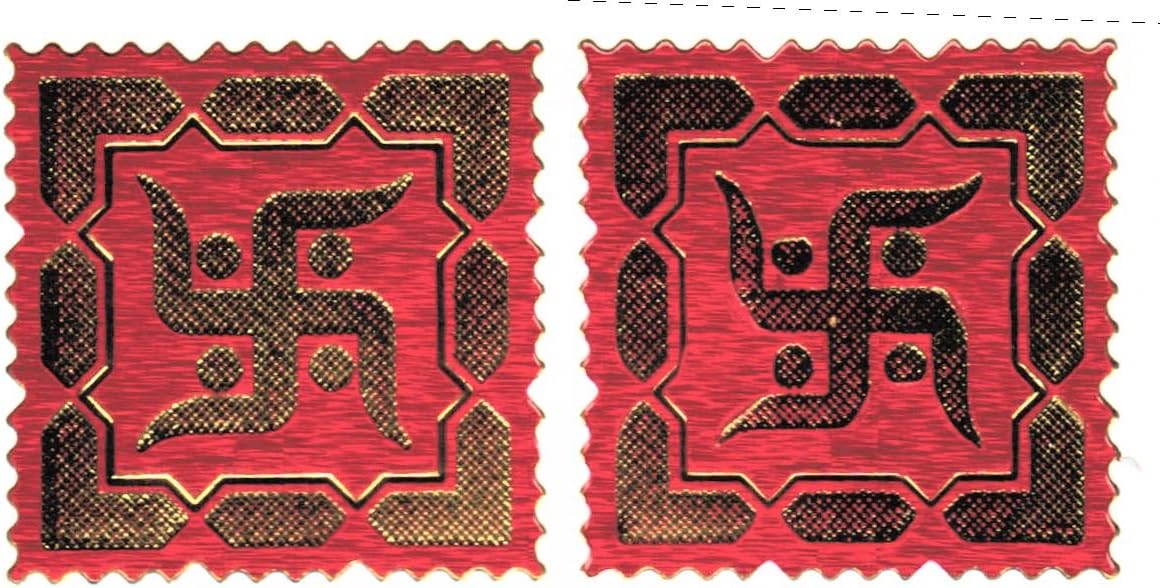 Adhesive Sticker Red Swastika Shimmering Finish