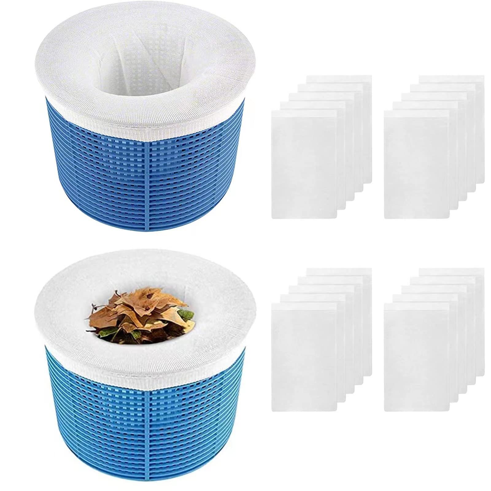 FINEVERNEK 20Pcs Filter Skimmer Pool, Skimmer Socks, Skimmer Socks for Pool Basket, Pool Skimmer Socks Elastic Nylon for Catching Leaves, Hair (White)