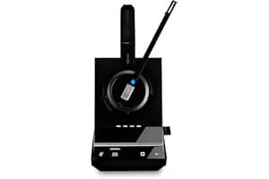 Sennheiser SDW 5064 (507012) - Double-Sided (Binaural) Wireless DECT Headset for Softphone/PC & Mobile Phone Connection Dual Microphone Ultra Noise Cancelling, Black