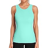 ATTRACO Workout Tank Tops for Women Seamless Full Length Gym Tops Athletic Yoga Top Built in Bra