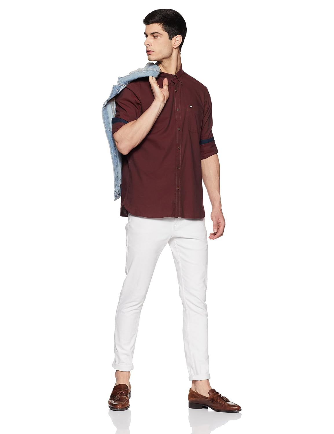 arrow sports men's solid slim fit casual shirt
