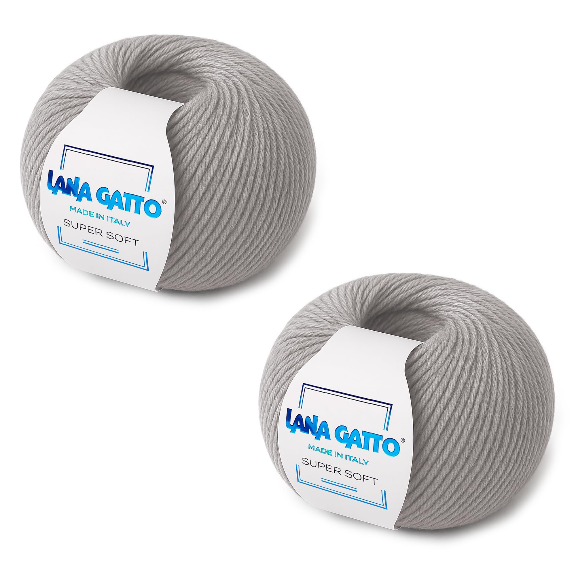 Super Soft Yarns for Crocheting and Knitting 100% Merino Wool Soft Yarn, Extrafine Wool Made in Italy by Lana Gatto Super Soft Line, 4 oz 274 yds, (2, Light Gray - 20741)