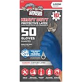 Grease Monkey Disposable Latex Gloves (Large-Tall) - Pack of 50 Blue | 12mil heavy duty latex for automotive, chemical handling, cleaning, and household projects needing grip
