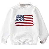 GORGLITTER Girl's American Flag Graphic Sweater Crewneck Long Sleeve Knit Pullover Tops