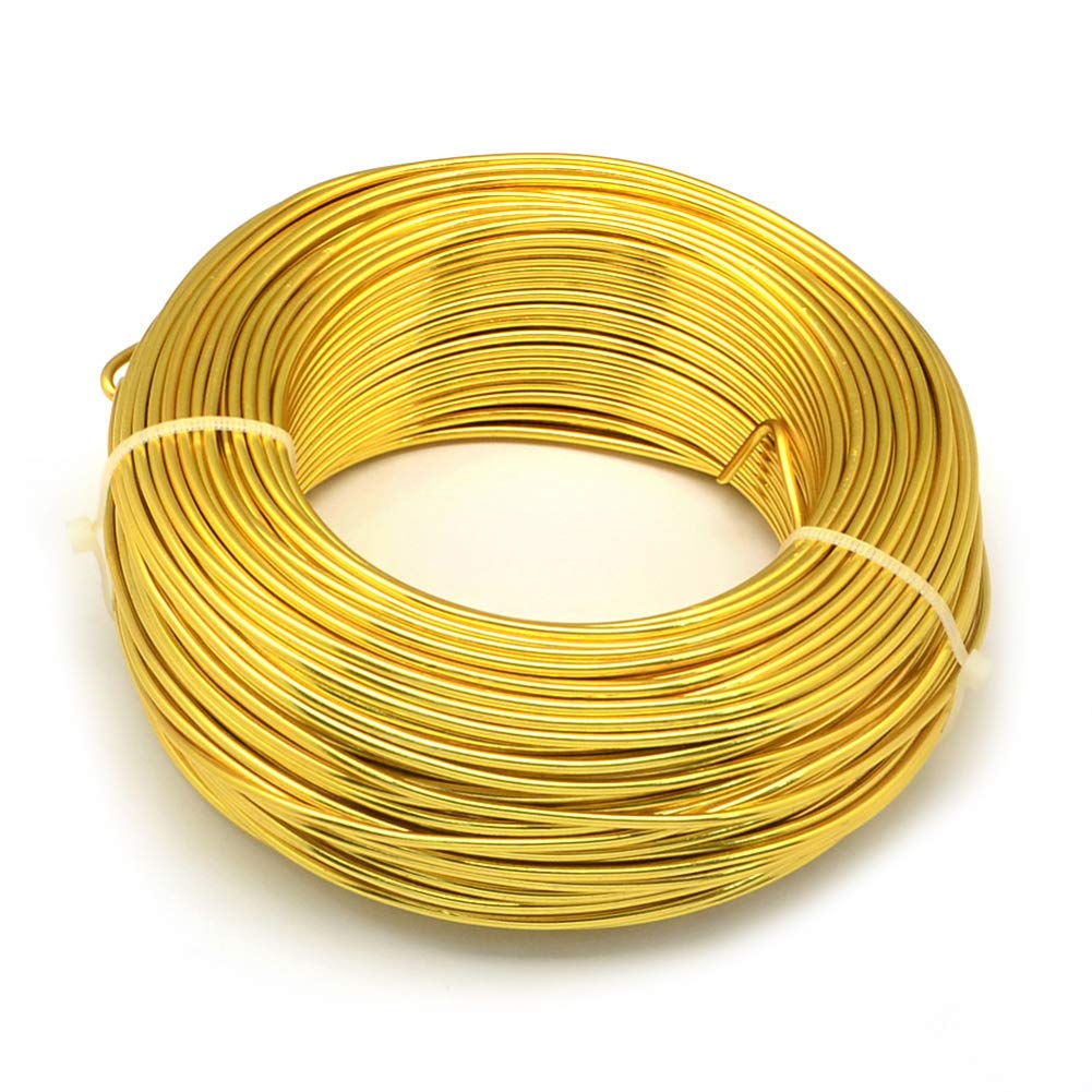 PandaHall 459 Feet Aluminum Craft Wire 16 Gauge Flexible Metal Craft Wire for DIY Manual Arts Jewelry Making(Gold)