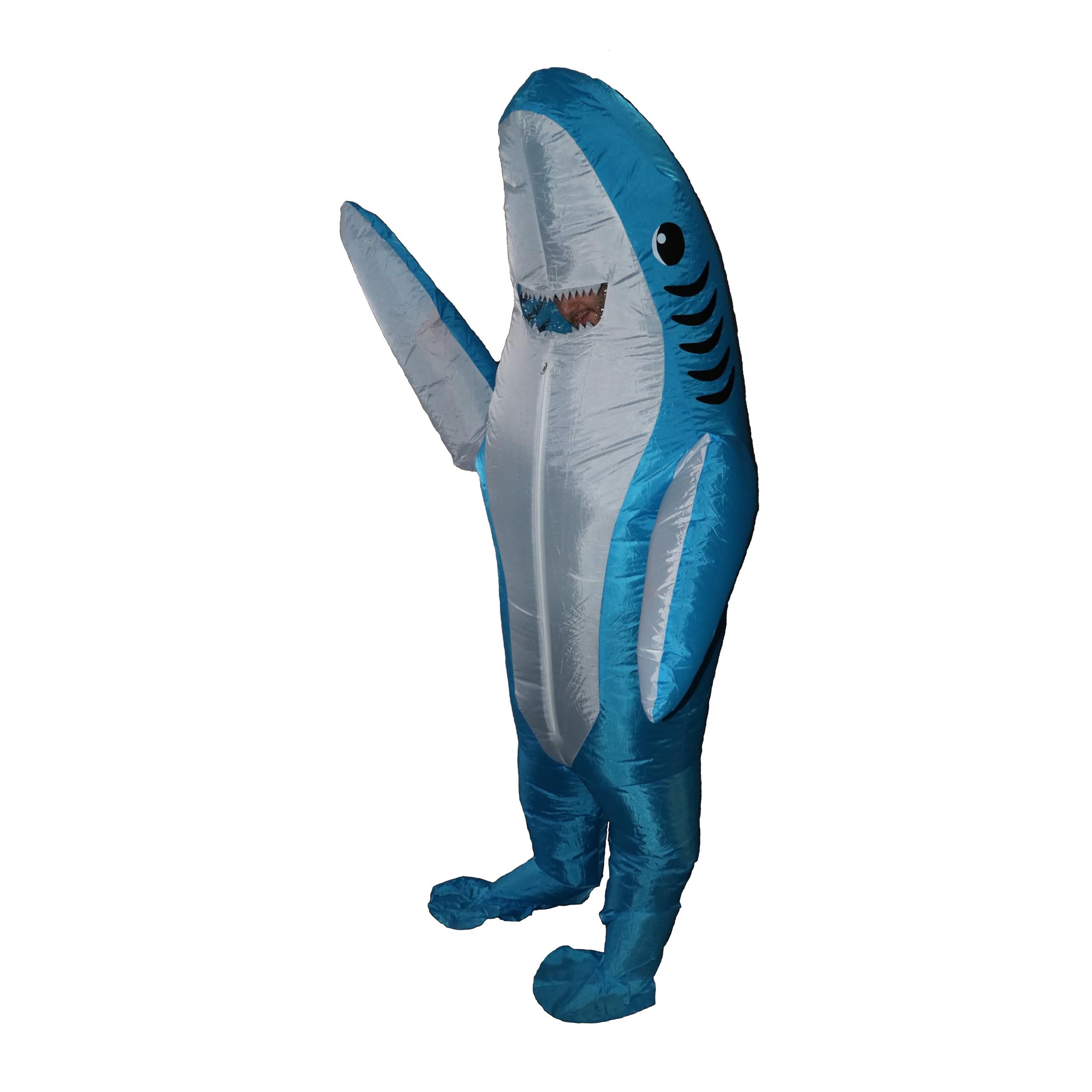 Qualis Inflatable Shark Costume for Adults – Funny Fancy Dress Outfit, Halloween Party Cosplay Animal Suit with Fan