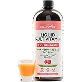 NatureWise Liquid Multivitamin for Women, Men of All Ages - Sugar Free, Vegan - Vitamins for Energy Levels, Beauty, Immune Health with Methylated B12 & Folate - Non-GMO - 30 fl oz(887 mL)