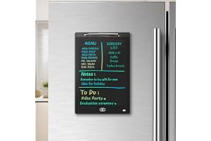 ONBUWWS Magnetic Whiteboard for Fridge, 9.8”×6.7” LCD Writing Tablet One-Click Clear Black White Board Dry Erase Refrigerator Digital Dinner Menu Blackboard Small Kitchen Home Office Weekly Meal Planner