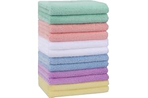 HOMEXCEL Baby Washcloths 12 Pack-Microfiber Coral Fleece Baby Bath Face Towel 7 x 9 Inch Extra Absorbent and Soft Burp Cloth 