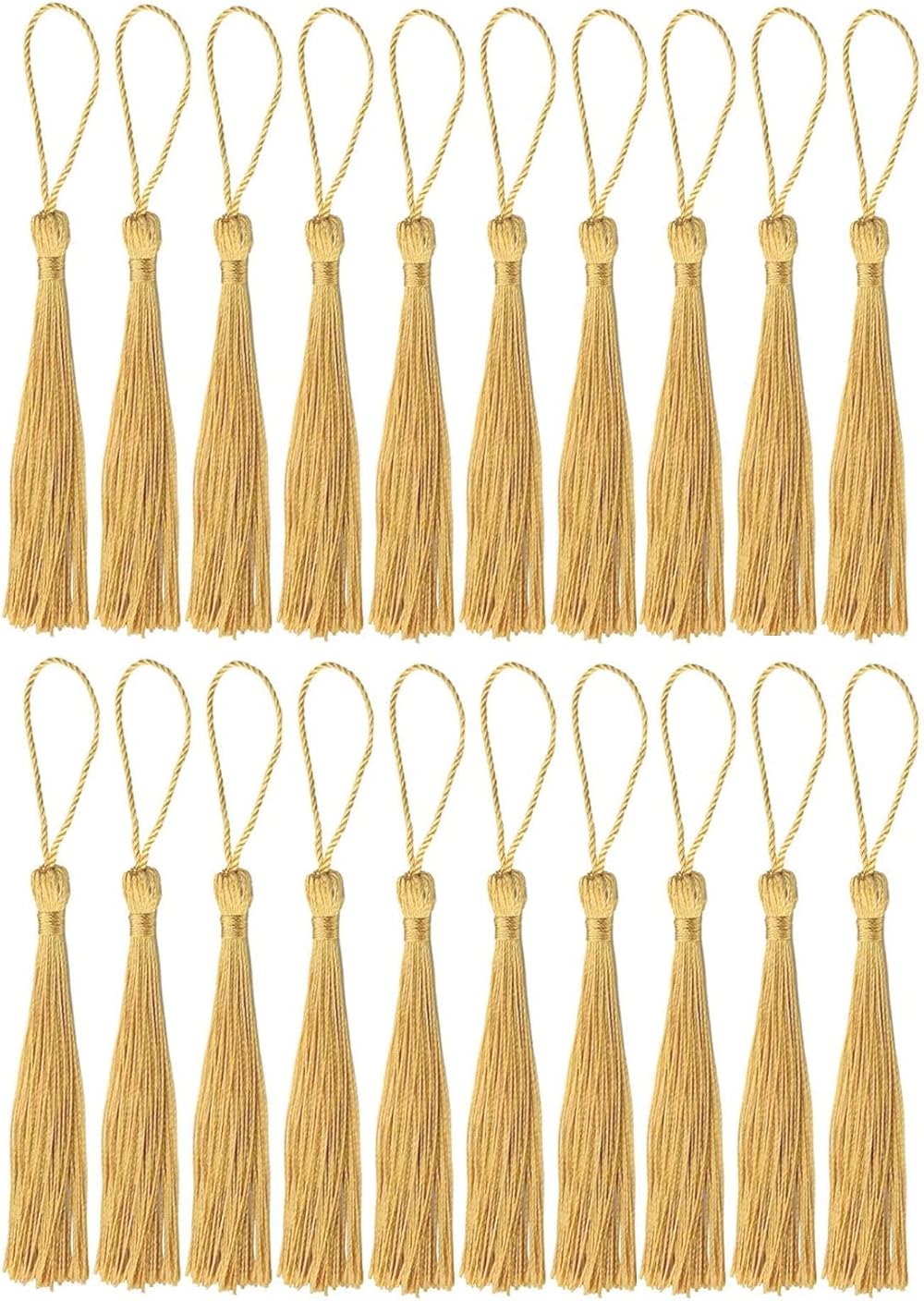 Rowwait 20Pcs Silky Handmade Tassels Bookmarks Gold 13cm Earthy Yellow