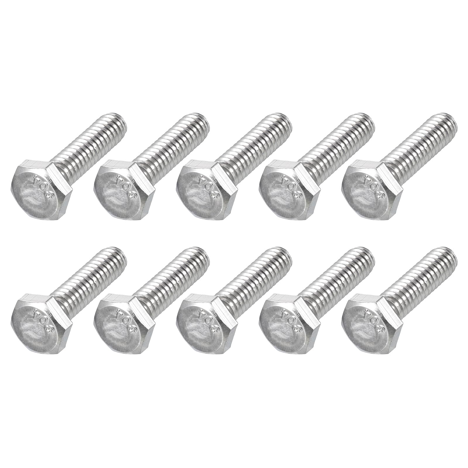 METALLIXITY Hex Head Bolts (1/4-20 x 1") 10Pcs, 304 Stainless Steel 18-8, Fully Threaded, External Hex Drive, Plain Finish, Hex Head Screw Bolt, Silver โ image 1