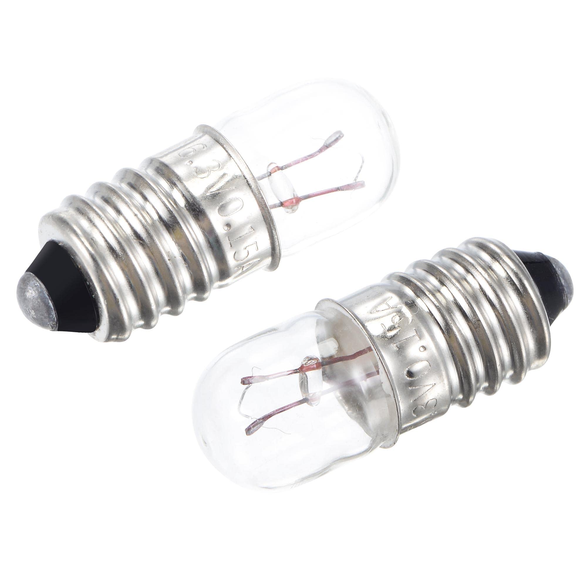 sourcing map E10 Screw Base Miniature Bulbs DC 6.3V Warm Yellow Light Mini Lamps, Pack of 10
