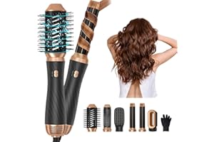 TRYLATER 6 in 1 Hair Dryer Brush, Upgrade Detachable Blow Dryer Brush Air Styler Wrap Air Curler, Curly Twist Hot Curling Iron, Negative Ion Blow Dryer Hot Styler, Travel Hair Styling Tool