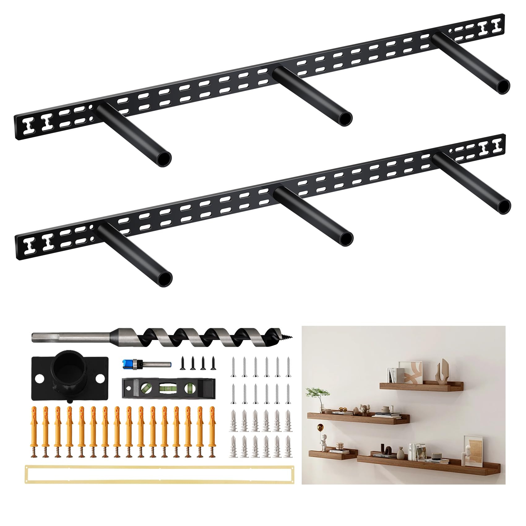 Photo 1 of ??????? 34 in Floating Shelf Hardware - 34" x 6" Wall Mounted Hidden Brackets, 2Pcs Thickened Solid Steel Floating Shelf Brackets 3-Year Service