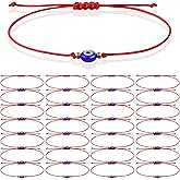 30 Pcs Evil Eye Bracelets Red String Protection Bracelets Adjustable Evil Eye Red Rope Knot Strand Anklets Kabbalah Mal De Ojo Luck Jewelry for Women Men