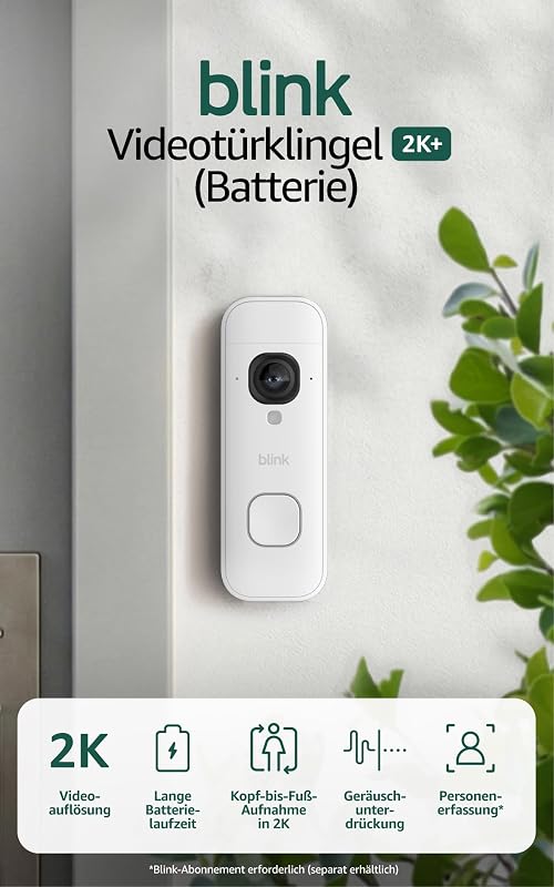 Videotürklingel 2K+ (Batterie, neueste Gen.) | Kopf-bis-Fuß-Aufnahme | 2K | IP65 | Lange Batterielaufzeit | Erforderliches Sync-Modul nicht enthalten – Erweiterung (weiß)