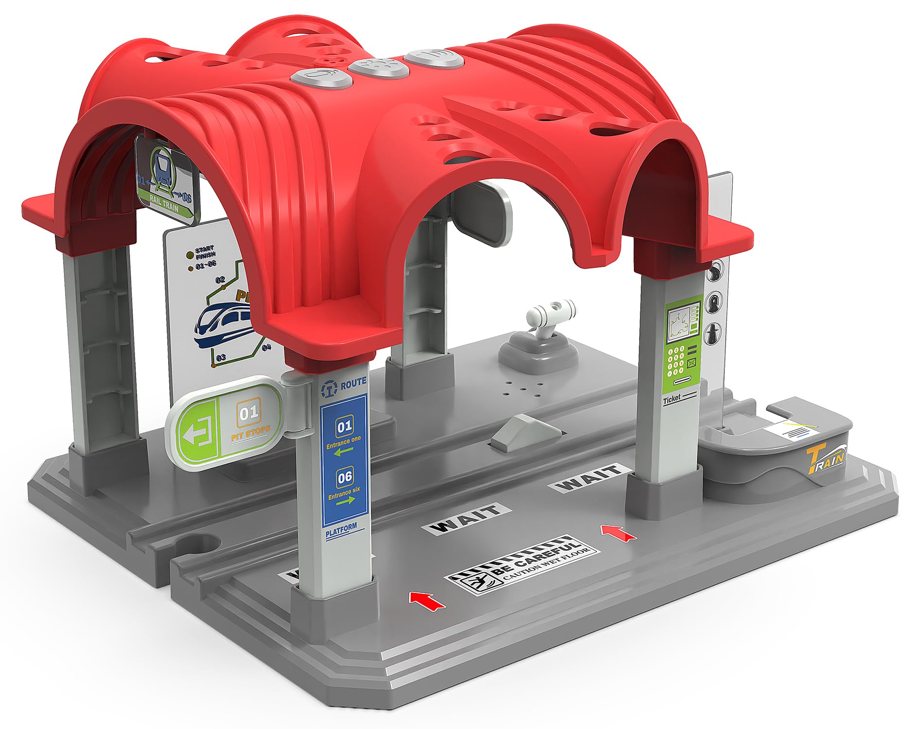 Photo 1 of Train Accessories Modern Station for Kids, Train Tunnel for Wooden Railway System, Multifunction Toy Trains Set for Motorized Cars Compatible with Thomas & Friends, Brio, Chuggington