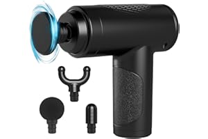 CLMTAS Mini Massage Gun，Deep Tissues Muscle Massager Gun with 6 Speeds, Percussion Massage Gun with 4 Massage Heads, Portable Electric Handheld Body Massager for Back Neck Pain Relief