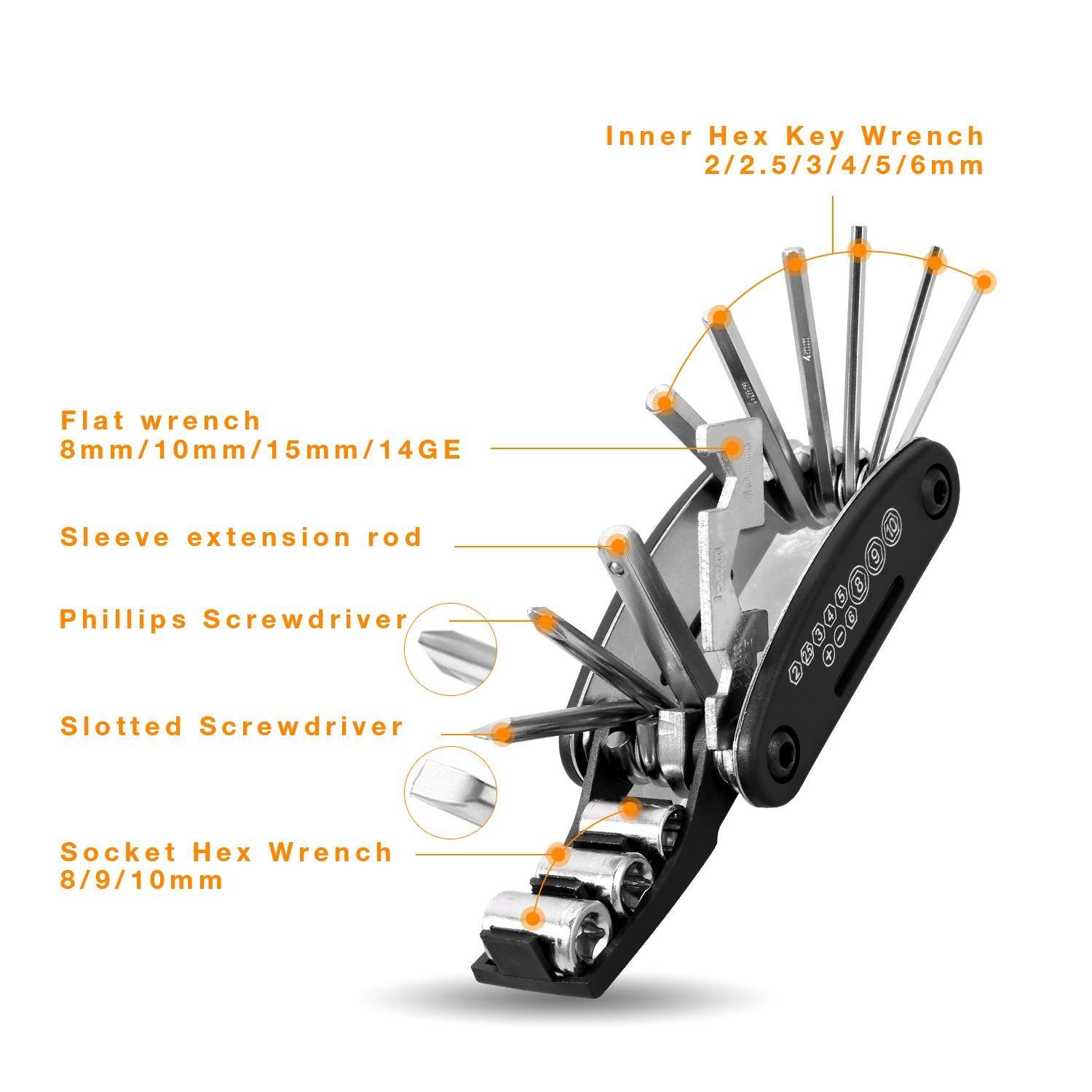 Giope05 New Bicycle Combination Repair Kit Package Multifunction Mountain Bike Repair Tire Inflator Accessories(US Stock)
