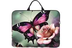 Flower Rose Butterfly Print Lightweight Laptop Case Sleeve for Office Travel Daily Notebook Protector Bag