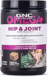 GNC Pets OMEGA Dog Supplements-Dog Vitamins and Supplements, Pet Supplements for Dog Health and Support-Chicken Flavored Dog Soft Chews-Dog Chews for Calming, Joint health, and More-Made in the USA