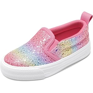 DREAM PAIRS Kids Sneakers Glitter Slip-On | Casual,School,Lightweight,Girls Toddler