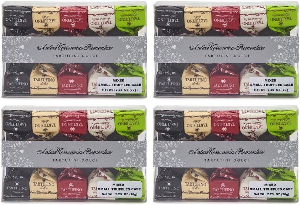 Antica Torroneria Piemontese - Tartufini Misti - Italian Chocolate Truffles, 2.25oz (70g) - Pack of 4