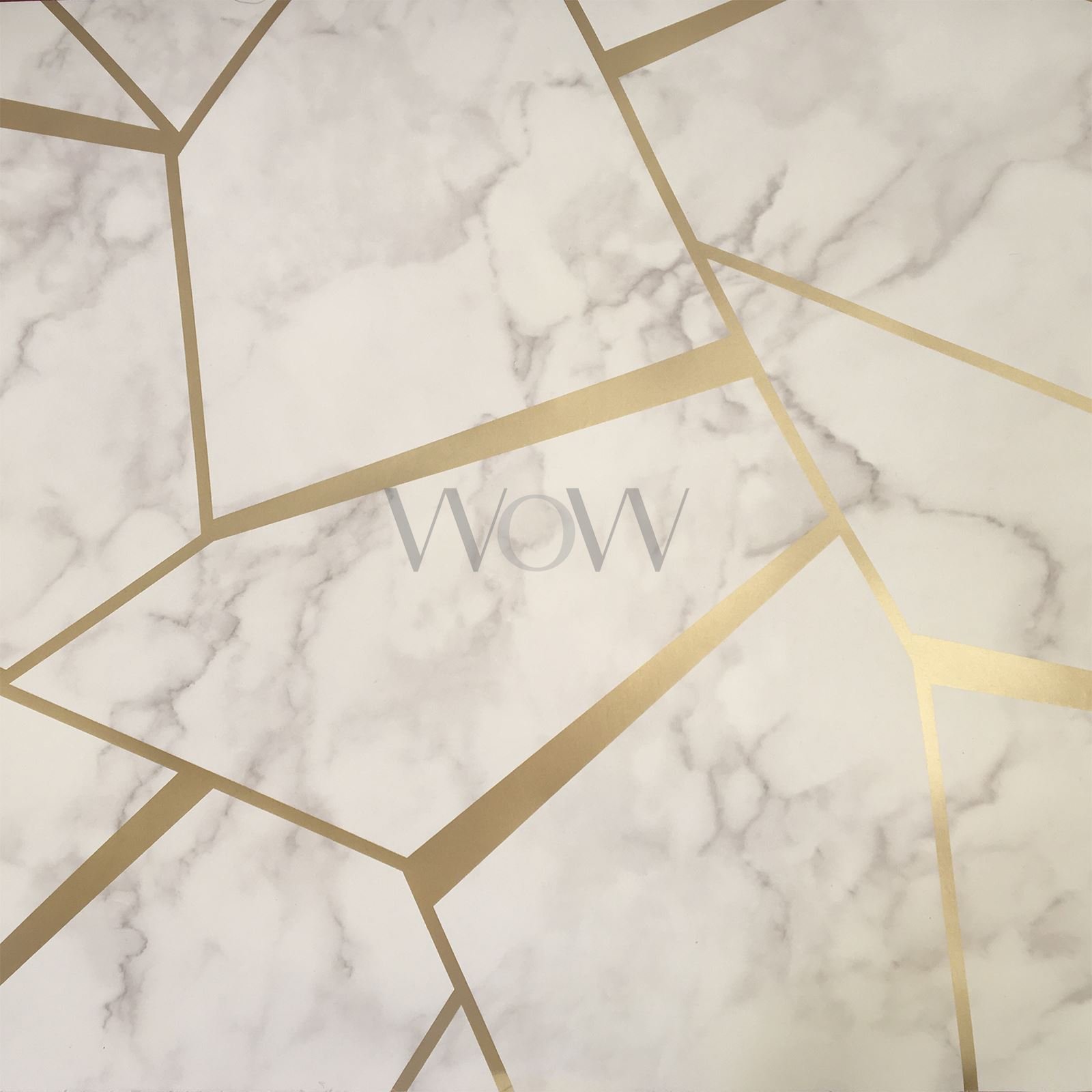 Fine Decor Fractal Geometric Marble Wallpaper Gold and White FD42265