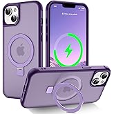 CHAOFEnG Magnetic Compatible with iPhone 14 Plus Case with Stand [Military Grade Drop Tested][Compatible with Magnet] Ring Translucent Slim Hard Back Soft Edge, Purple