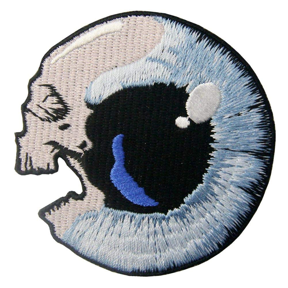 Skull Eyeball Patch Embroidered Badge Iron On Sew On Emblem