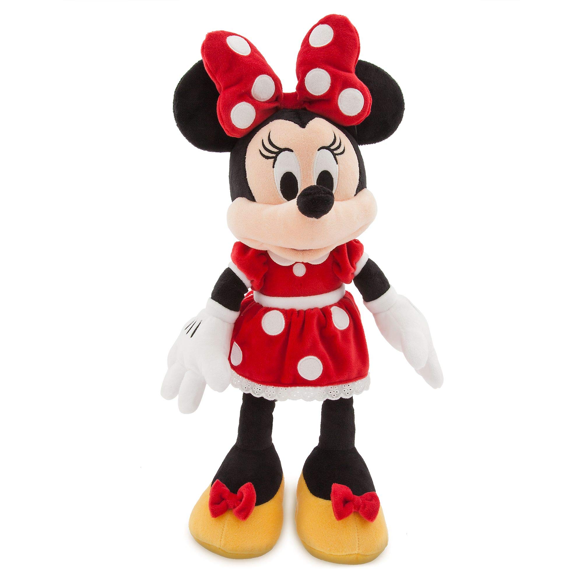 Disney Store Official Minnie Mouse Medium Soft Plush Toy, 47cm/18”, Iconic Toy Character in Red Polka Dot Dress and Bow, Features Structured Ears and Embroidered Details, Suitable for All Ages
