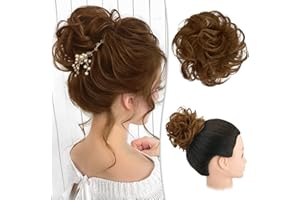 RUWISS Messy Bun Hair Piece Human Hair Messy Rose Bun Hair Buns Hair Piece for Women Real Hair Scrunchies Updo Hair Pieces Bun Extension Ponytail Messy Hair Bun (Strawberry Blonds with Reddish Tones)