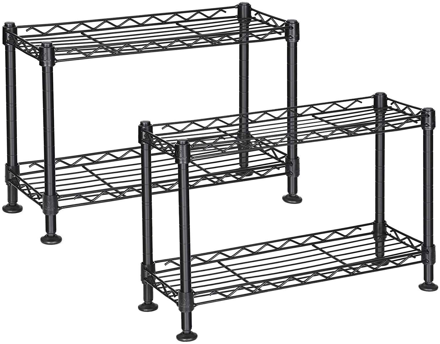 SONGMICS Set of 2 Spice Racks, 2-Tier Sturdy Kitchen Shelves, Freestanding Jar Racks, for Jars, Bott