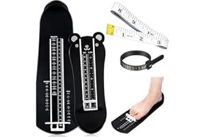 Weewooday 2 Pcs Foot Measurement Devices Shoes Size Measuring Devices with Tape and Ring Sizer, US Size(Black,Bear)