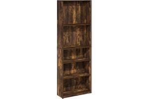 Furinno Jaya Simply Home Adjustable Shelf Bookcase, 5-Tier, Amber Pine