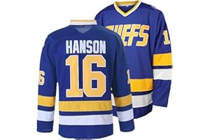 Resbai Mens Brothers Ice Hockey Jersey Charlestown #16#17#18 Movie Hockey Jersey Blue S-XXXL