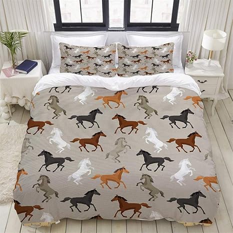 Amazon Totope 布団 通販 安い 抽象的な種牡馬シンプルなデザイン乗馬動物ギャロッピングカーブ 防ダニ 抗菌 柔らかい生地 民族風 可愛い 四節適用 おしゃれ 北欧 寝具 布団 洗える 通販 掛け布団 布団セット オンライン通販