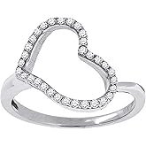 Jewels By Lux Sterling Silver Women's Cubic Zirconia Heart Bridal Anniversary Wedding Engagement Band Ring