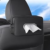 Multi-Functional Car Tissue Holder with 2 Storage Nets, Upgraded PU Leather Tissue Box Cover, Large Rectangle Napkin Organiz