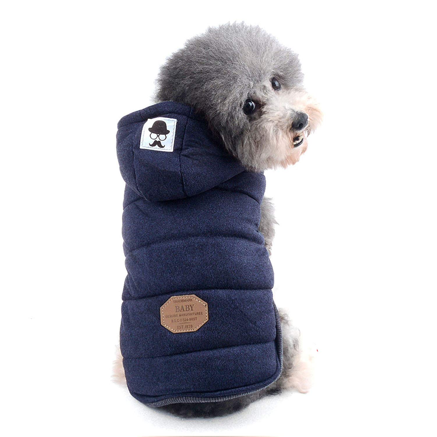 ZUNEA Small Dog Vest Coat Fleece Lined Winter Warm Puppy Jacket Hooded Windproof Pet Chihuahua Sweatshirt Soft Doggie Clothes Apparel Blue XL
