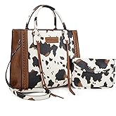 Wrangler Tote Bag for Women Western Cowhide Purse and Wallet Set