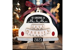Mr and Mrs Wedding Gifts for Couples 2025 - First Christmas Married Ornament - Bridal Shower Gift - Wood Ornament