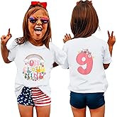 GLIGLITTR On Cloud Nine Birthday Girl Shirt 9th Girls Birthday Outfits Rainbow Kids 9 Year Old Tshirt Birthday Party Tee Tops