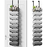 SWTYMIKI Hanging Towel Racks for Bathroom - 9 Tier Over The Door & Wall Mounted Bath Rolled Towel Storage Organizer Holder for Small Bathroom, RV, Camper, Black (Patented)