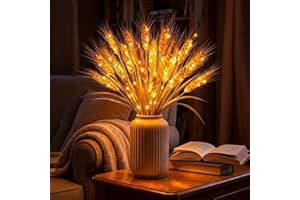 Golden Harvest Light, Wheat Stalk Table Lamp, Rustic Farmhouse Wheat Light with Warm Glow and Batteries Included for Bedroom 