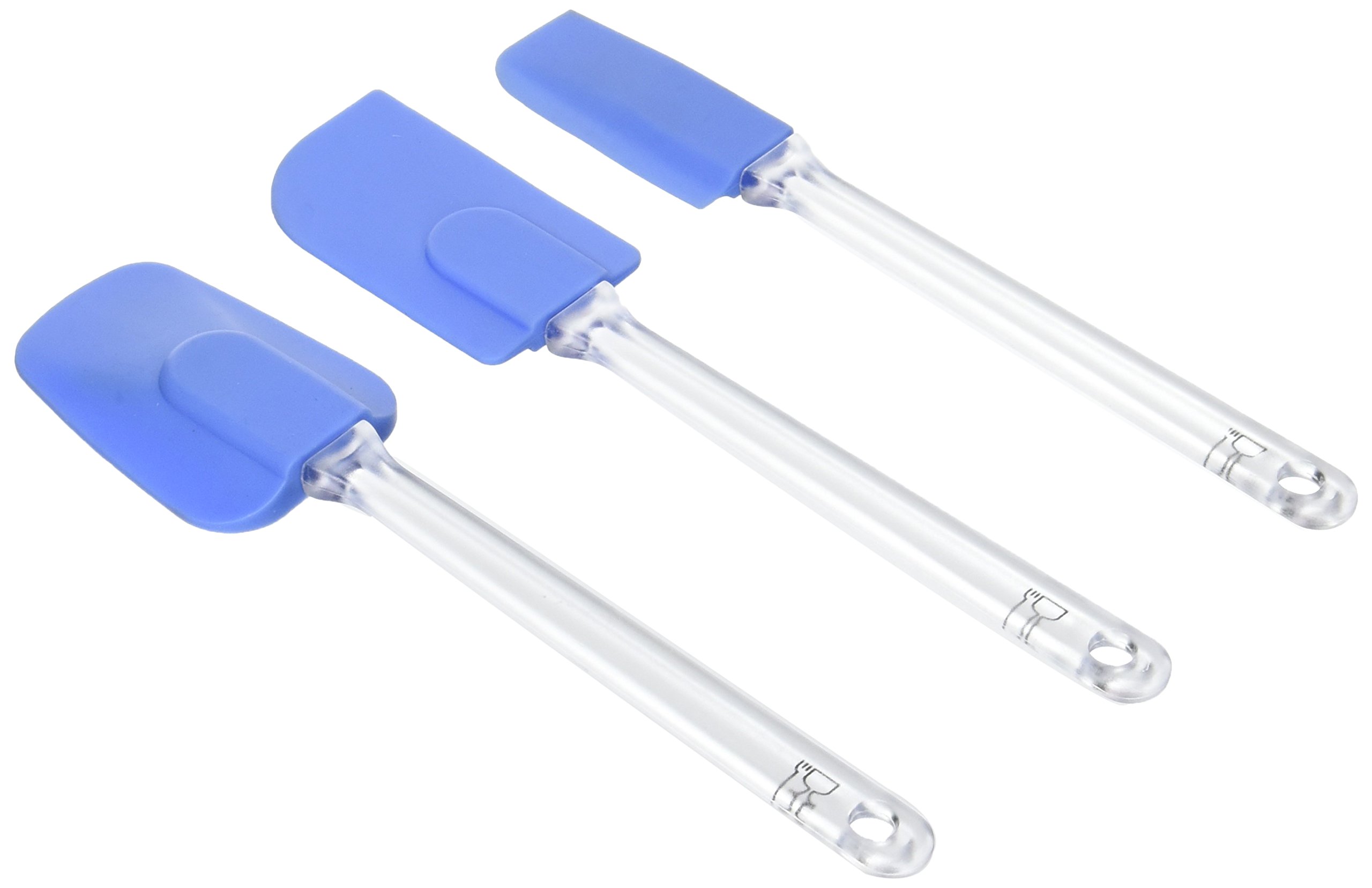 Silikomart Set of 3 Spatulas with Silicone Handle/Blue Plastic, 1 x 4.8 x 23.5 cm