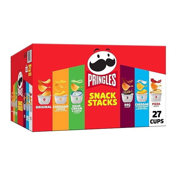 PRINGLES POTATO CRISPS CHIPS, SNACK STACKS, LUNCH SNACKS, OFFICE AND KIDS SNACKS, VARIETY PACK (27 CUPS)